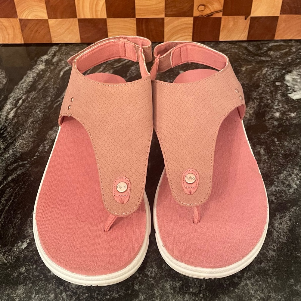 Ryka Pink Thong Sandals with White Soles